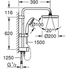 Grohe 27389002 New Tempesta Sistem 200 Duvar Bağlantılı Divertörlü Duş Seti