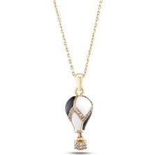 Kapadokya Balon Altın Taşlı Kolye - 14K - 4.20GR