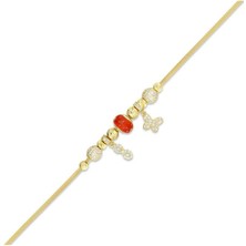 Tasarım Altın Charm Bileklik - 14K - 7.97GR