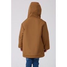 Erkek Çocuk Taba Kürklü Su ve Rüzgar Geçirmez Kapüşonlu 3 Kışlık Mont & Kaban & Parka FMPÇ-110