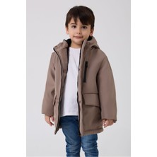 Erkek Çocuk Vizon Kürklü Su ve Rüzgar Geçirmez Kapüşonlu 3 Kışlık Mont & Kaban & Parka FMPÇ-110