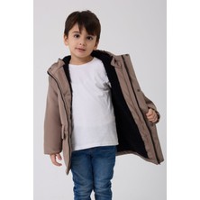 Erkek Çocuk Vizon Kürklü Su ve Rüzgar Geçirmez Kapüşonlu 3 Kışlık Mont & Kaban & Parka FMPÇ-110