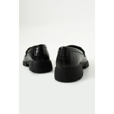Duxal Shoes Kadın Loafer Ayakkabı Suni Deri Malzeme Kalın Taban Bağcıksız Tasarım