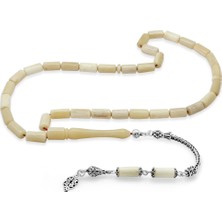 Tesbihname 925 Ayar Gümüş Püsküllü Kapsül Kesim Imamesi Işçilikli Naturel Renk Deve Kemiği Tesbih