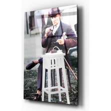 Zera Wall Mustafa Kemal Atatürk Asil Duruş Cam Tablo- Ev ve Ofis Dekorasyonu-Hediyelik-Dekoratif-Atatürk
