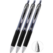 Artlantis Siyah Pilot Kalem 3 Adet Uniball Signo Micro 207 0.5 mm Roller Uçlu Pilot Kalem UMN-207 Inci Uçlu Likit Mürekkepli Jel