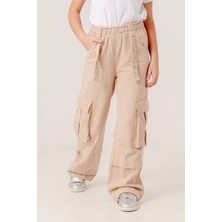 Kız Çocuk Zincirli Kargo Keten Pantolon 2569