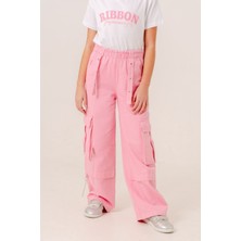 Kız Çocuk Zincirli Kargo Keten Pantolon 2569