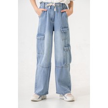 Kız Çocuk Bel Kordonlu Kot Pantolon 2198