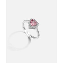 Pembe Quartz Renkli Taşlı Amor Gümüş Yüzük