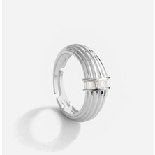 Meks Jewels Baget Taşlı Gümüş Yüzük