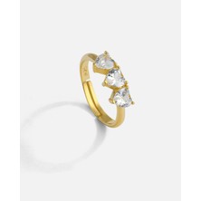 Meks Jewels Zirkon Taşlı Kalpli Gümüş Yüzük