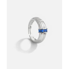 Meks Jewels Lacivert Baget Taşlı Gümüş Yüzük