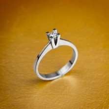 GIBYJEWEL V  Kare Tırnak 925 Ayar Gümüş Tektaş Yüzük- 3 mm