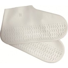 Near Shop Silikon Ayakkabı Kılıfı Kaymaz Su Kir Geçirmez  M Beden Beyaz