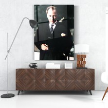 Zera Wall Mustafa Kemal Atatürk Asil Portre Cam Tablo- Ev ve Ofis Dekorasyonu-Hediyelik-Dekoratif- Atatürk-Modern