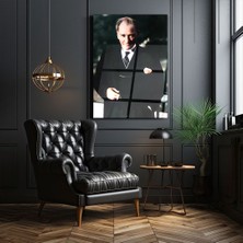 Zera Wall Mustafa Kemal Atatürk Asil Portre Cam Tablo- Ev ve Ofis Dekorasyonu-Hediyelik-Dekoratif- Atatürk-Modern