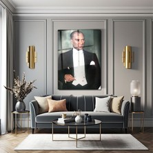 Zera Wall Mustafa Kemal Atatürk 3D Portre Cam Tablo- Ev ve Ofis Dekorasyonu-Hediyelik-Dekoratif-Atatürk-Modern
