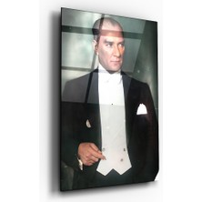 Zera Wall Mustafa Kemal Atatürk 3D Portre Cam Tablo- Ev ve Ofis Dekorasyonu-Hediyelik-Dekoratif-Atatürk-Modern