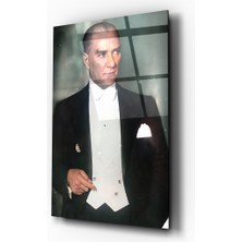 Zera Wall Mustafa Kemal Atatürk 3D Portre Cam Tablo- Ev ve Ofis Dekorasyonu-Hediyelik-Dekoratif-Atatürk-Modern