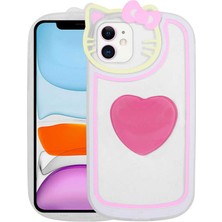 Zore Apple iPhone 12 Kılıf Kedi Figürlü Transparan Pop Soketli  Ritmik Kapak-Pembe KOYU-8680436600597