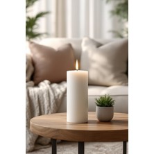 Candle Vase El Işçiliği Hand Made Kütük Silindir Mum Beyaz Renk  5  cm  Genişlik 30  cm  Uzunluk Lavanta Kokulu