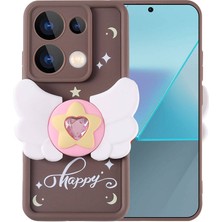 ZORE Xiaomi Poco M6 Pro 4g Kılıf Kamera Korumalı Figür Tasarımlı Kapya Kapak-Koyu KAHVE-868043678667