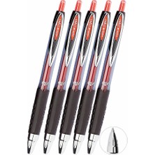 Artlantis Kırmızı Pilot Kalem 5 Adet Uniball Signo Micro 207 0.5 mm Roller Uç Kalem UMN-207 Inci Uçlu Likit Mürekkepli Jel Kalem