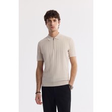 AVVA Erkek Bej Polo Yaka Rayon Triko Regular Fit T-Shirt A51Y5046