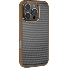 Zore Apple iPhone 16 Pro Max Kılıf Karbon Fiber Görünümlü Parlak Kamera Çerçeveli Zore Venus Kapak-Siyah-