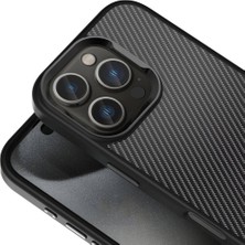 Zore Apple iPhone 16 Pro Max Kılıf Karbon Fiber Görünümlü Parlak Kamera Çerçeveli Zore Venus Kapak-Siyah-