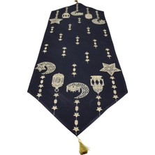 Belıeve Ramazan Fener Jakarlı Dokuma Goblen Dekoratif Siyah Simli Püsküllü Runner 40 x 140