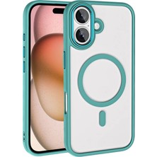 ZORE Apple iPhone 16 Plus Kılıf Wireless Şarj Özellikli Krom Magsafe Silikon KAPAK-YEŞIL-86804367995
