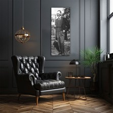 Ulu Önder Mustafa Kemal Atatürk Siyah-Beyaz Cam Tablo- Ev ve Ofis Dekorasyonu-Hediyelik-Dekoratif-Atatürk-Modern