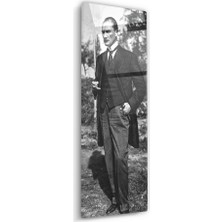 Ulu Önder Mustafa Kemal Atatürk Siyah-Beyaz Cam Tablo- Ev ve Ofis Dekorasyonu-Hediyelik-Dekoratif-Atatürk-Modern