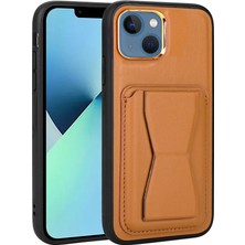 ZORE Apple iPhone 13 Kılıf Kartlıklı Standlı ​pu Deri Memo Kapak-Kahve AÇIK-8680436652244-TDOM85178