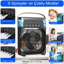 Buzlu Su Püskürtmeli Hava Serinletici Fan Taşınabilir Hava Nemlendiricili Ledli Fan