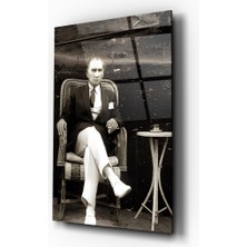 Zera Wall Mustafa Kemal Atatürk Ulu Önder Siyah-Beyaz Cam Tablo- Ev ve Ofis Dekorasyonu-Hediyelik-Dekoratif-Modern-Atatürk