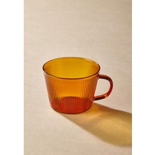 The Mia Striped Borosilikat Cam Kahve Kupası Amber 310 ml
