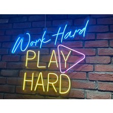 Disa Neon LED Dekoratif Aydınlatma -Work Hard Play Hard, 70X70CM-