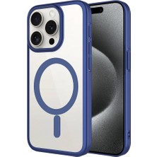 ZORE Apple iPhone 15 Pro Max Kılıf Wireless Şarj Özellikli Sert Pc Mat Riksos Magsafe Kapak-Lacivert