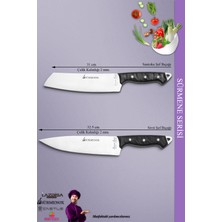 SÜRMENOX Sürmene Serisi Mutfak Şef Bıçak Seti Et Ekmek Sebze Salata Şef Bıçağı 2'li Set Siyah  ( MFT-011 )