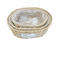 Near Shop Oval Doğal Hasır Saksı Seti - 3'lü