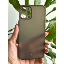 Qans Bilişim iPhone 12 Pro Max Siyah Yarı Şeffaf Ultra İnce Silikon Kılıf