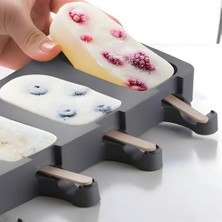 Kalıbı 4 Bölmeli Büyük Boy Pratik Silikon Dondurma Kalıbı