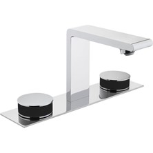 Memoria A4231558 Lavabo Bataryası, 3 Delikli Lavabolar Için, Krom/siyah