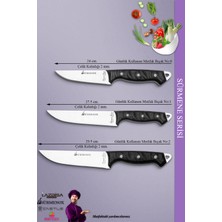 SÜRMENOX Sürmene Serisi Mutfak Bıçak Seti Et Ekmek Tavuk Sebze Salata Bıçağı 3'lü Set Siyah ( MFT-020 )