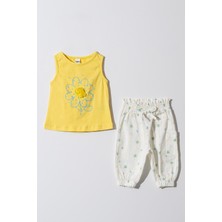 Kıpırık Baby Kız Bebek Çocuk Sarı Papatya Desenli Pantalonlu Takım