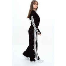 Kız Çocuk Çizgili Kapüşonlu Alt&üst Eşofman Takımı – %100 Pamuk, Oversize, Lastikli BEL-EŞT-030