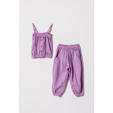 Kıpırık Baby Kız Çocuk Lila Pantalonlu Poplin Takım